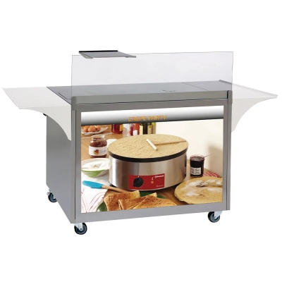 Meuble crêpière en inox sur roulettes